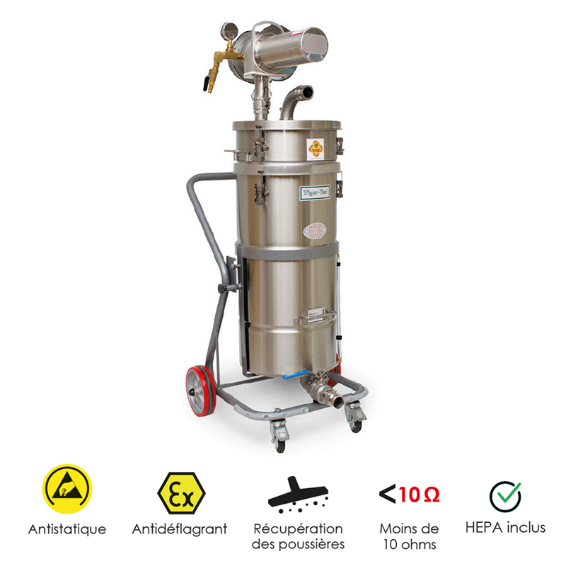 Aspirateur ATEX cat.2 industriel SS-IT EX (TC) RE HEPA