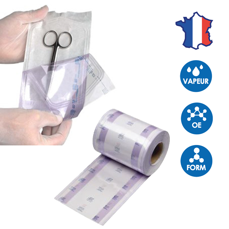 Sachets & gaines de stérilisation avec face poreuse en papier médical BOP® TI à plat