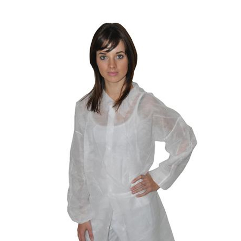 Blouse en polypropylène à pressions sans poche blanche
