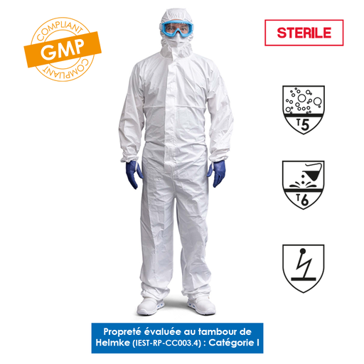 [WEB-WEEWL_PLMS0x] Combinaison stérile à cagoule en microporeux MICROMIUM®