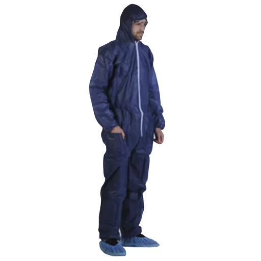 [WEB-FSTCVLPPC] Blue Hooded Polypropylene Coverall CleanView®