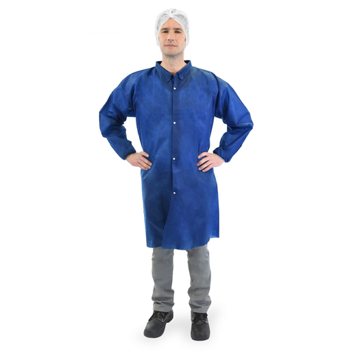 [WEB-NEWBP161BF] Blouse en polypropylène à pressions sans poche bleue